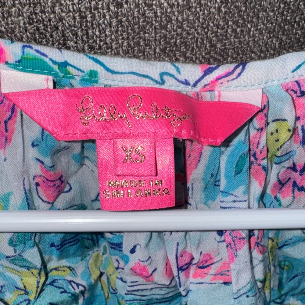 Lilly Pulitzer Floral Print Women's Top - Blue and Pink XS - Picture 2 of 3
